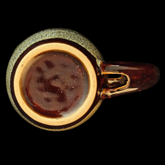 Vintage Studio Pottery Mug Brown Green Textured Drip Glaze 4.75"x4.5" Handmade - Picture 6 of 6